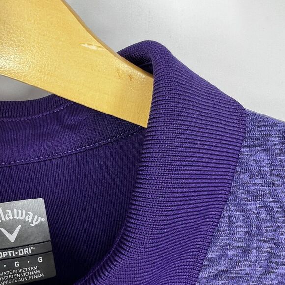 CALLAWAY Men's Opti-Dri Polo Size L Purple‎ Stripe Collared Button Short Sleeve - Picture 4 of 11